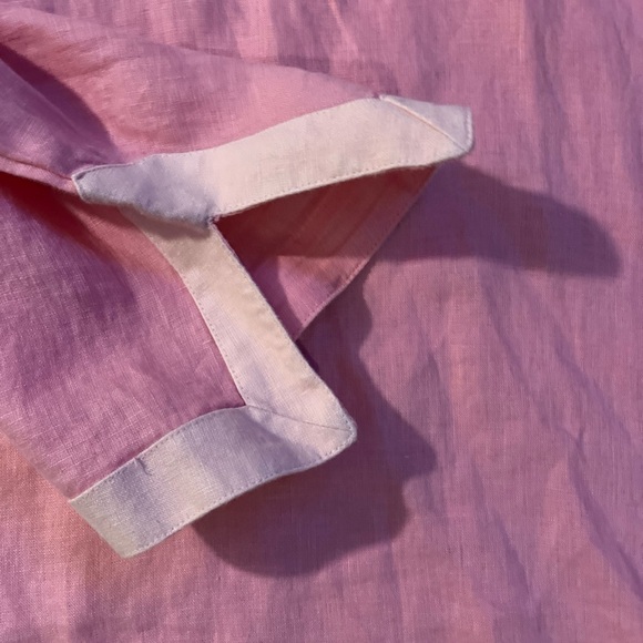 LANDS END 100% LINEN Split Neck 3/4 Sleeve Tunic Top Lagenlook Breathable 14-16 - Picture 4 of 6